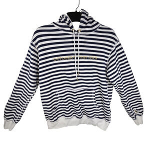 Octobers Very Own Hoodie Mens Large White OVO Owl Striped Pullover Sweatshirt